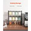 VEVOR 2 Tier Coffee Bar Organizer for Countertop, Multifunctional Mug Holder and Coffee Station, 12 Movable Hooks and 2 Shelves for Coffee Accessories Storage and Display, Home Office (Matte Black)(16 Hooks-Wood Mug)
