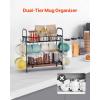 VEVOR 2 Tier Coffee Bar Organizer for Countertop, Multifunctional Mug Holder and Coffee Station, 12 Movable Hooks and 2 Shelves for Coffee Accessories Storage and Display, Home Office (Matte Black)(12 Hooks-Countertop)