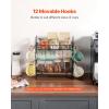 VEVOR 2 Tier Coffee Bar Organizer for Countertop, Multifunctional Mug Holder and Coffee Station, 12 Movable Hooks and 2 Shelves for Coffee Accessories Storage and Display, Home Office (Matte Black)(12 Hooks-Countertop)