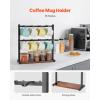 VEVOR 2 Tier Coffee Bar Organizer for Countertop, Multifunctional Mug Holder and Coffee Station, 12 Movable Hooks and 2 Shelves for Coffee Accessories Storage and Display, Home Office (Matte Black)(16 Hooks-Wood Mug)