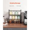 VEVOR 2 Tier Coffee Bar Organizer for Countertop, Multifunctional Mug Holder and Coffee Station, 12 Movable Hooks and 2 Shelves for Coffee Accessories Storage and Display, Home Office (Matte Black)(16 Hooks-Steel Mug)