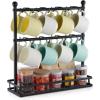 VEVOR 2 Tier Coffee Bar Organizer for Countertop, Multifunctional Mug Holder and Coffee Station, 12 Movable Hooks and 2 Shelves for Coffee Accessories Storage and Display, Home Office (Matte Black)(16 Hooks-Steel Mug)