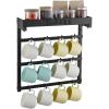 VEVOR 2 Tier Coffee Bar Organizer for Countertop, Multifunctional Mug Holder and Coffee Station, 12 Movable Hooks and 2 Shelves for Coffee Accessories Storage and Display, Home Office (Matte Black)(12 Hooks-Wall Mounted)