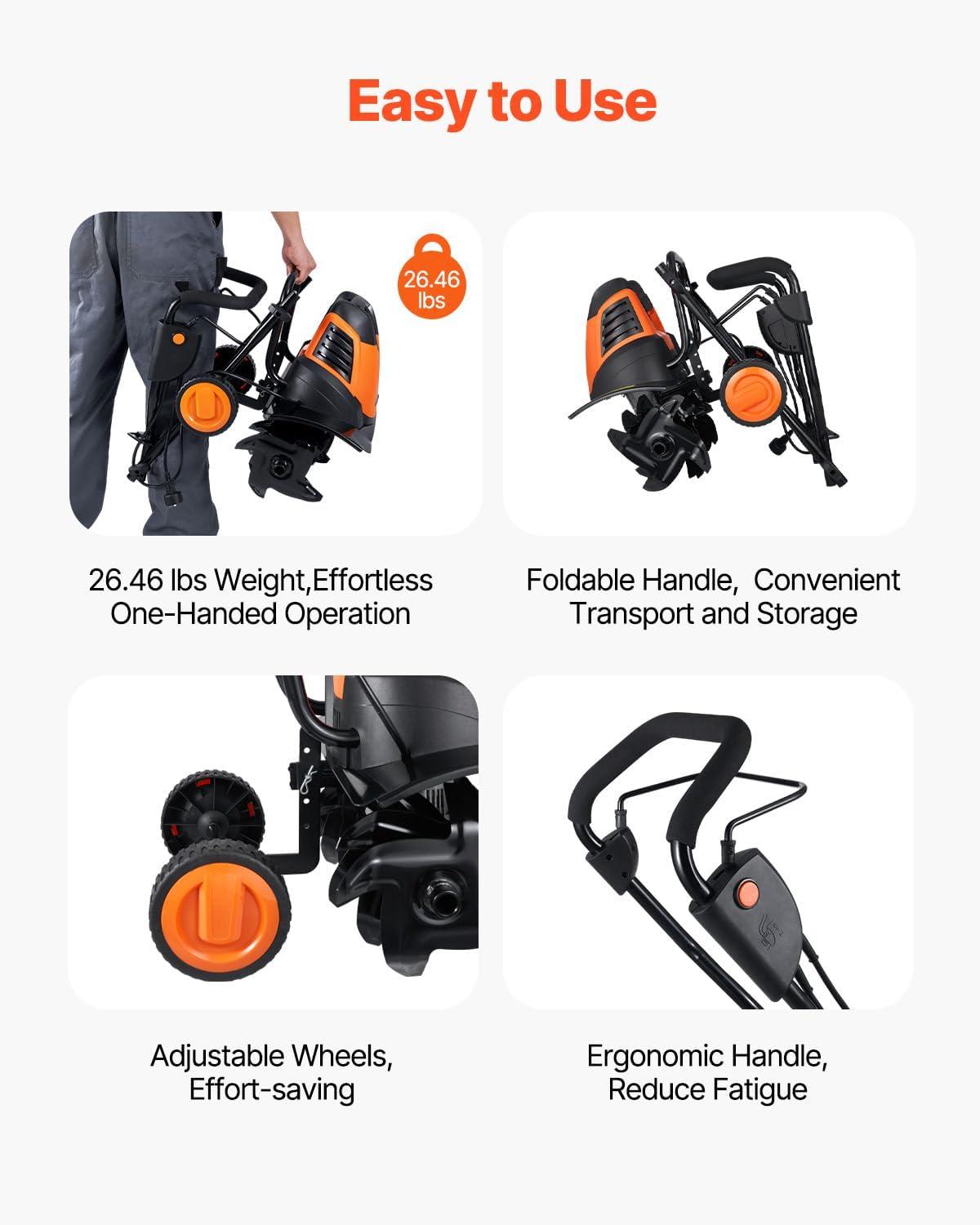 image:imageVEVOR 10 Amp Electric Tiller 14 Tilling Width 394 Tilling Depth Corded Electric TillerCultivator Steel Mn Tines Rototiller for Garden Lawn Soil Digging12 Amp 18 width