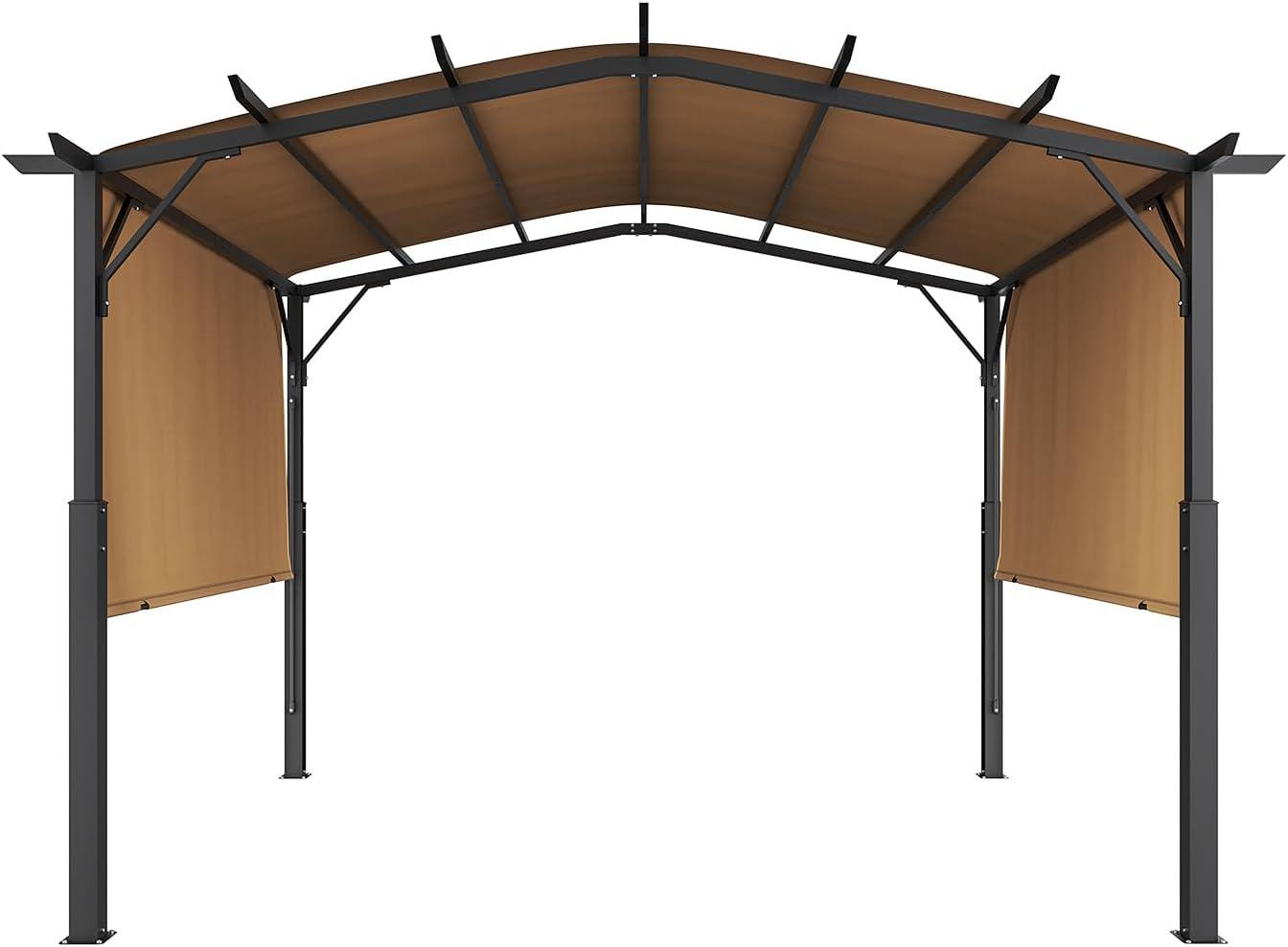 image:imageVEVOR 10 x 10 ft Outdoor Pergola Arched Top Metal Pergola Retractable Pergola with Sun Shade Canopy Large Patio Shelter Pavilion Heavy Duty Garden Pergola for Deck Backyard Porch Poolside10 x 10 ft