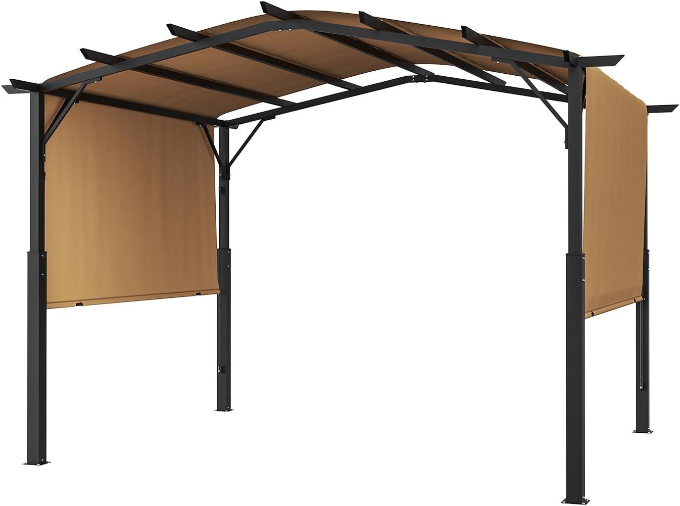 image:imageVEVOR 10 x 10 ft Outdoor Pergola Arched Top Metal Pergola Retractable Pergola with Sun Shade Canopy Large Patio Shelter Pavilion Heavy Duty Garden Pergola for Deck Backyard Porch Poolside10 x 10 ft