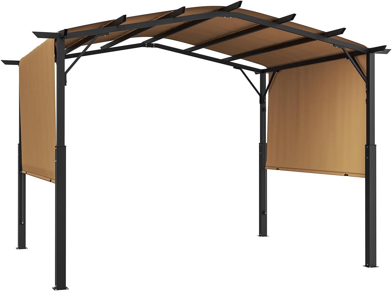 image:imageVEVOR 10 x 10 ft Outdoor Pergola Arched Top Metal Pergola Retractable Pergola with Sun Shade Canopy Large Patio Shelter Pavilion Heavy Duty Garden Pergola for Deck Backyard Porch Poolside10 x 10 ft