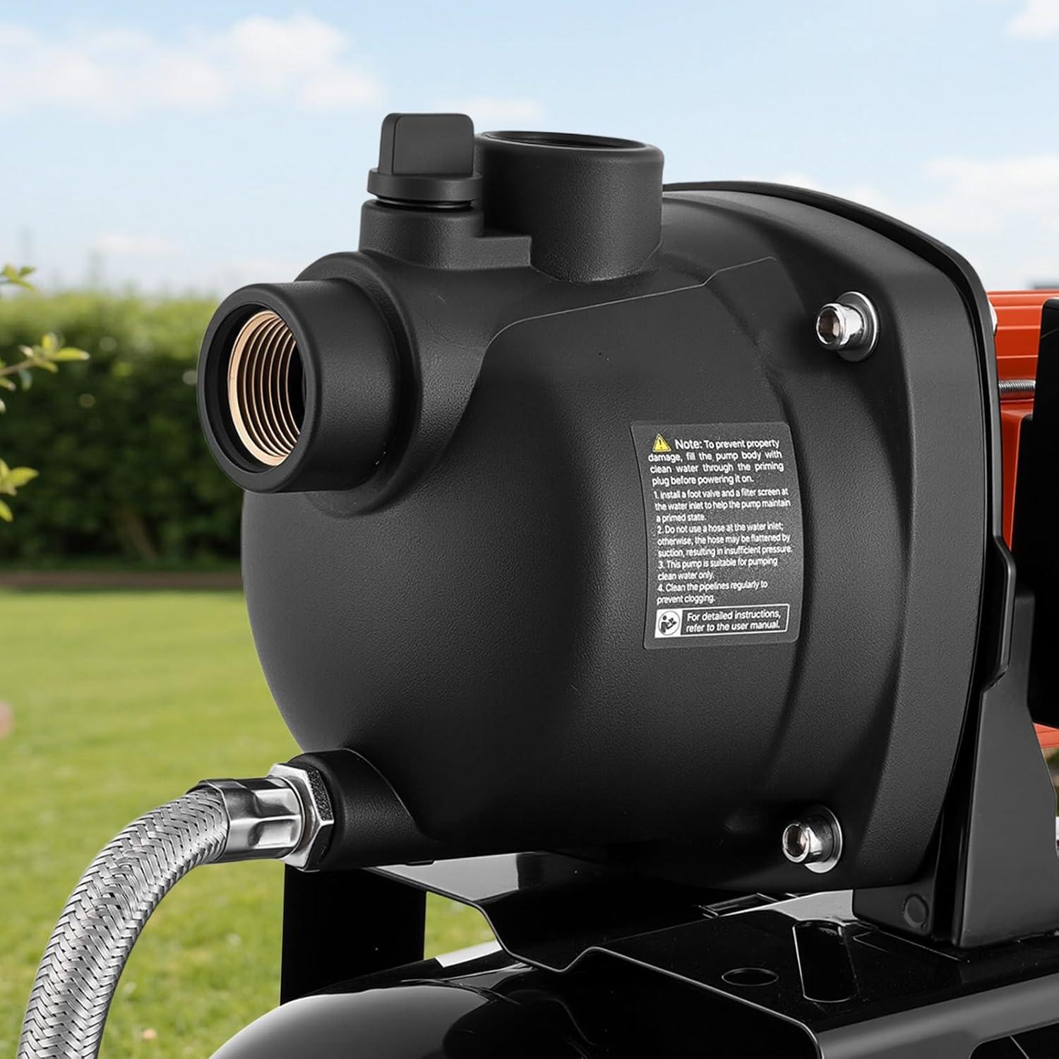 image:imageVEVOR 11 HP Shallow Well Pump with Pressure Tank 120V 1320 GPH Plastic Irrigation Jet Pump with 5Gal Tank Automatic Water Booster Transfer System 2040 PSI Pressure Switch for Home Garden Lawn