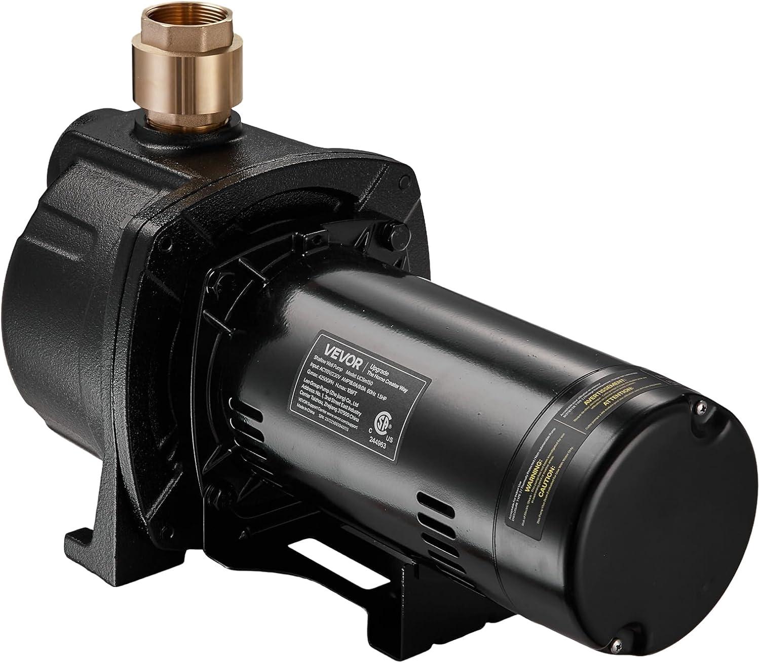 image:imageVEVOR 2 HP Shallow Well Jet Pump 230 Volt 5200 GPH Cast Iron Well Jet Pump with 112 ft Max Head Lift Check Valve Thermal Protection Automatic OnOff for Garden Irrigation Lawn Sprinkler System15 HP
