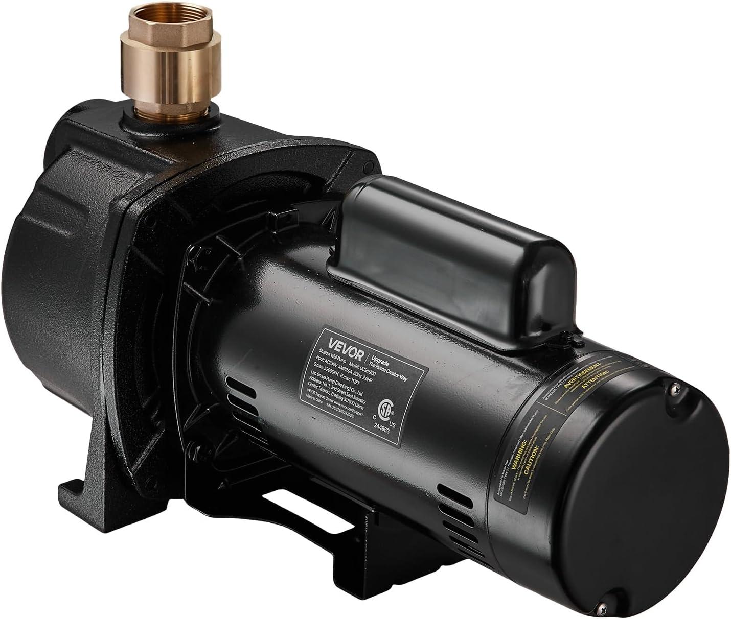 image:imageVEVOR 2 HP Shallow Well Jet Pump 230 Volt 5200 GPH Cast Iron Well Jet Pump with 112 ft Max Head Lift Check Valve Thermal Protection Automatic OnOff for Garden Irrigation Lawn Sprinkler System2 HP
