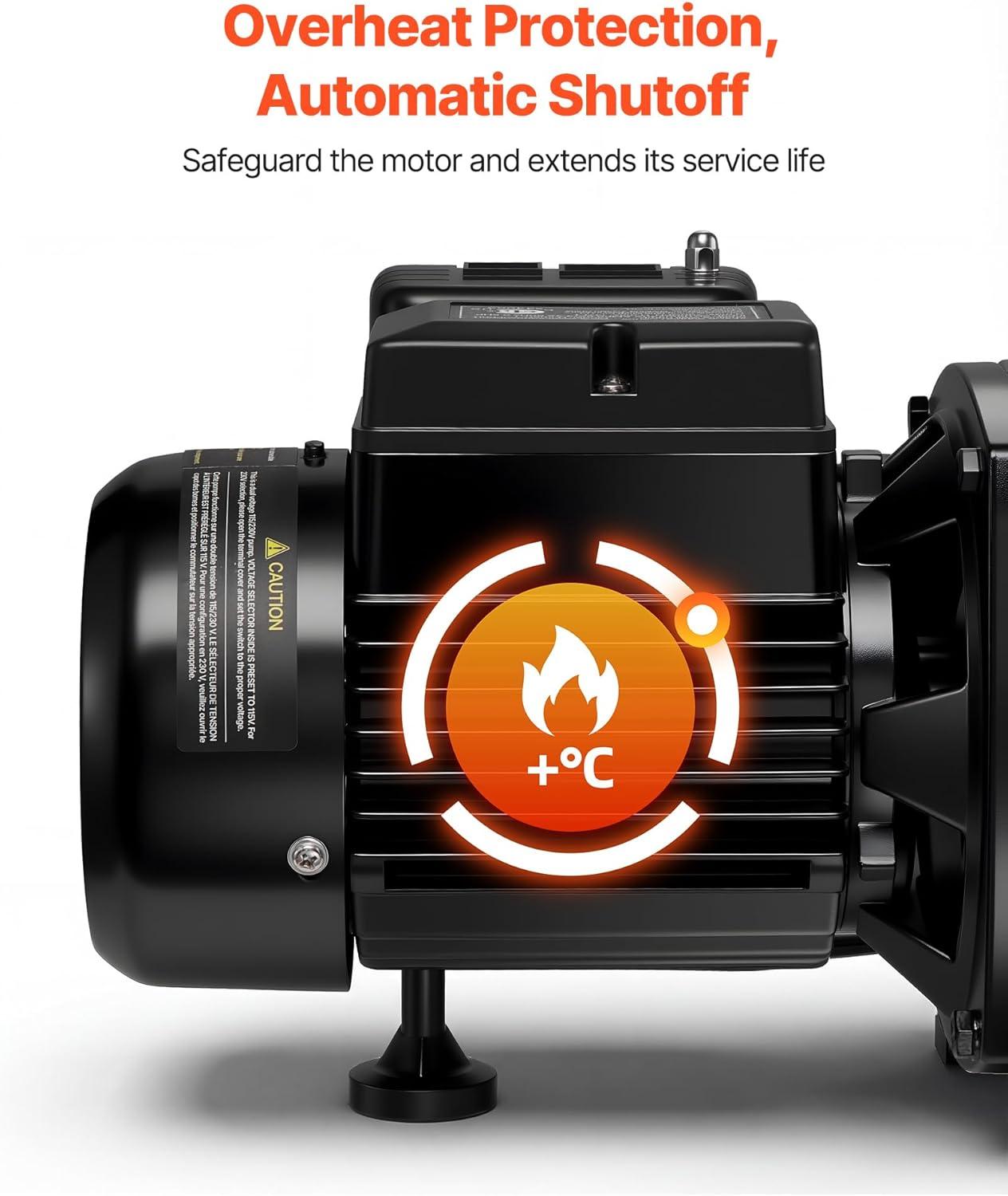 image:imageVEVOR 2 HP Shallow Well Jet Pump 230 Volt 5200 GPH Cast Iron Well Jet Pump with 112 ft Max Head Lift Check Valve Thermal Protection Automatic OnOff for Garden Irrigation Lawn Sprinkler System12 HP