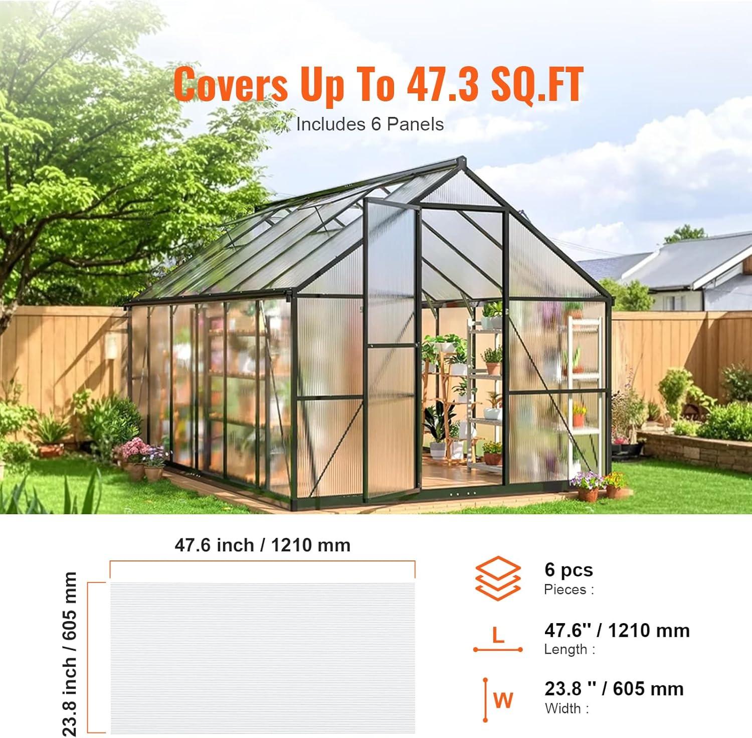 image:imageVEVOR 24 Pack Polycarbonate Greenhouse Panels 2 X 4 X 016 Roof Panels Sheets Waterproof UV Protected Corrugated Plastic Roofing Impact Resistance Clear Roofing Sheets for GreenhouseGarden6PCS 4FT 2FT 016IN