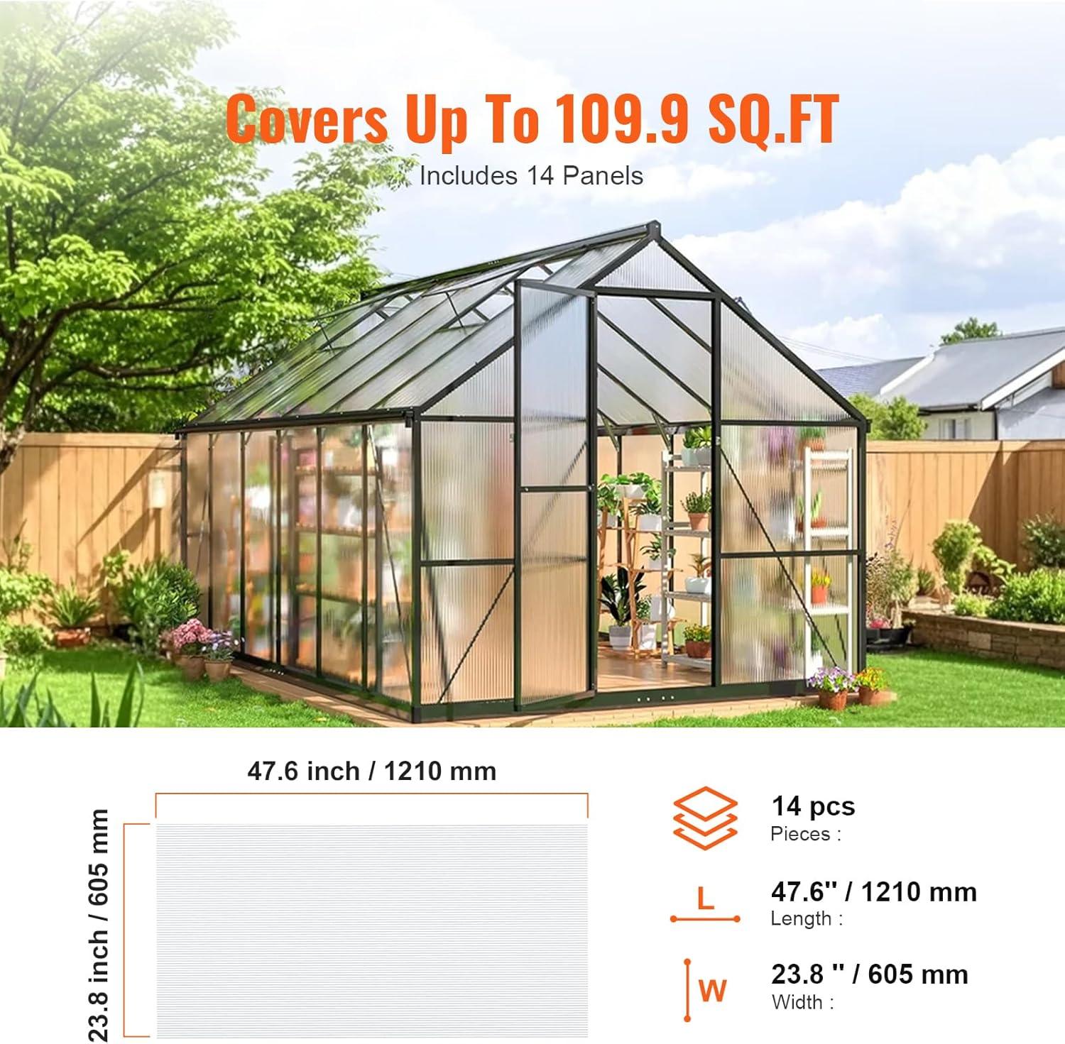 image:imageVEVOR 24 Pack Polycarbonate Greenhouse Panels 2 X 4 X 016 Roof Panels Sheets Waterproof UV Protected Corrugated Plastic Roofing Impact Resistance Clear Roofing Sheets for GreenhouseGarden14PCS 4FT 2FT 032IN