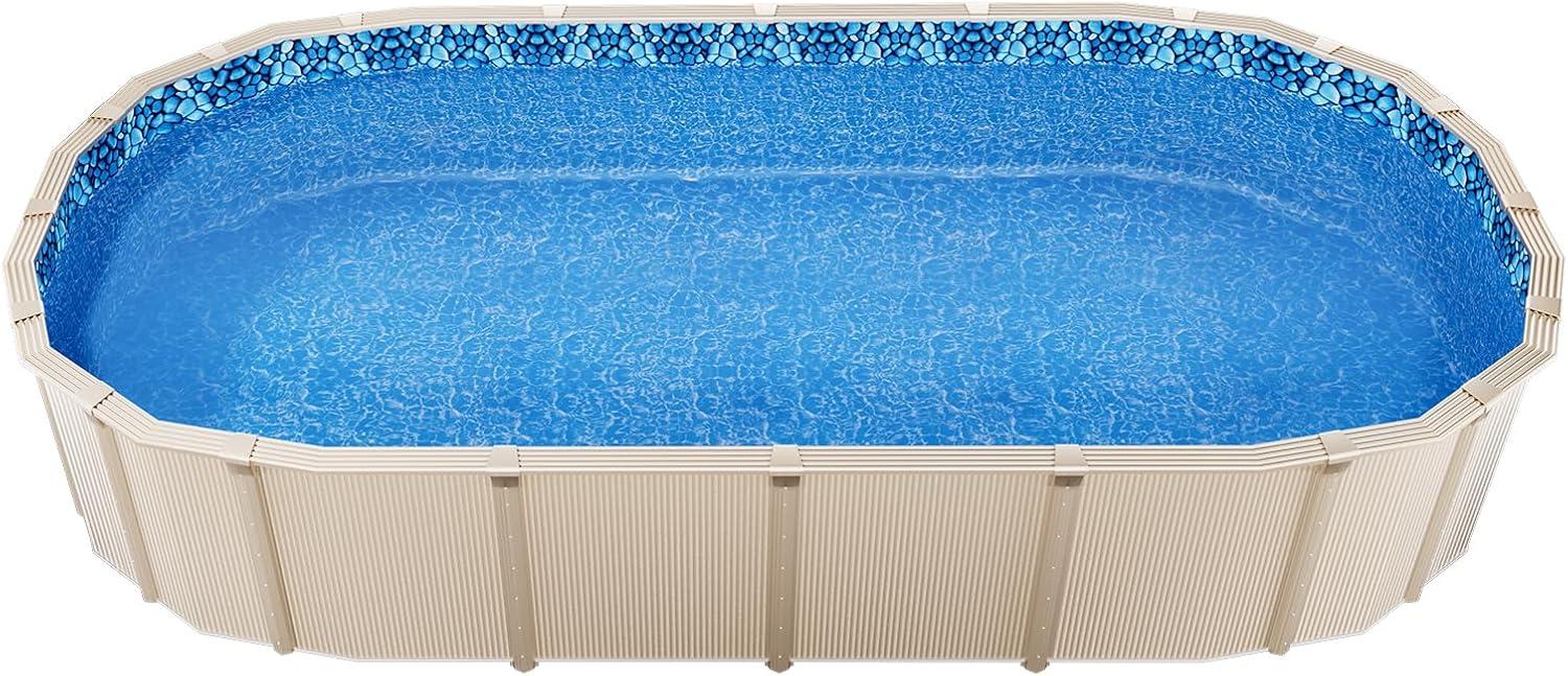image:imageVEVOR 24ft Round Above Ground Pool Liner Unibead Pool Liners Standard Gauge 52inch Wall Height Designed for Steel Sided AboveGround Swimming PoolsOval