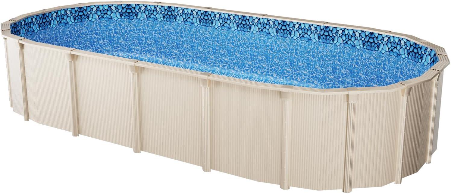 image:imageVEVOR 24ft Round Above Ground Pool Liner Unibead Pool Liners Standard Gauge 52inch Wall Height Designed for Steel Sided AboveGround Swimming PoolsOval