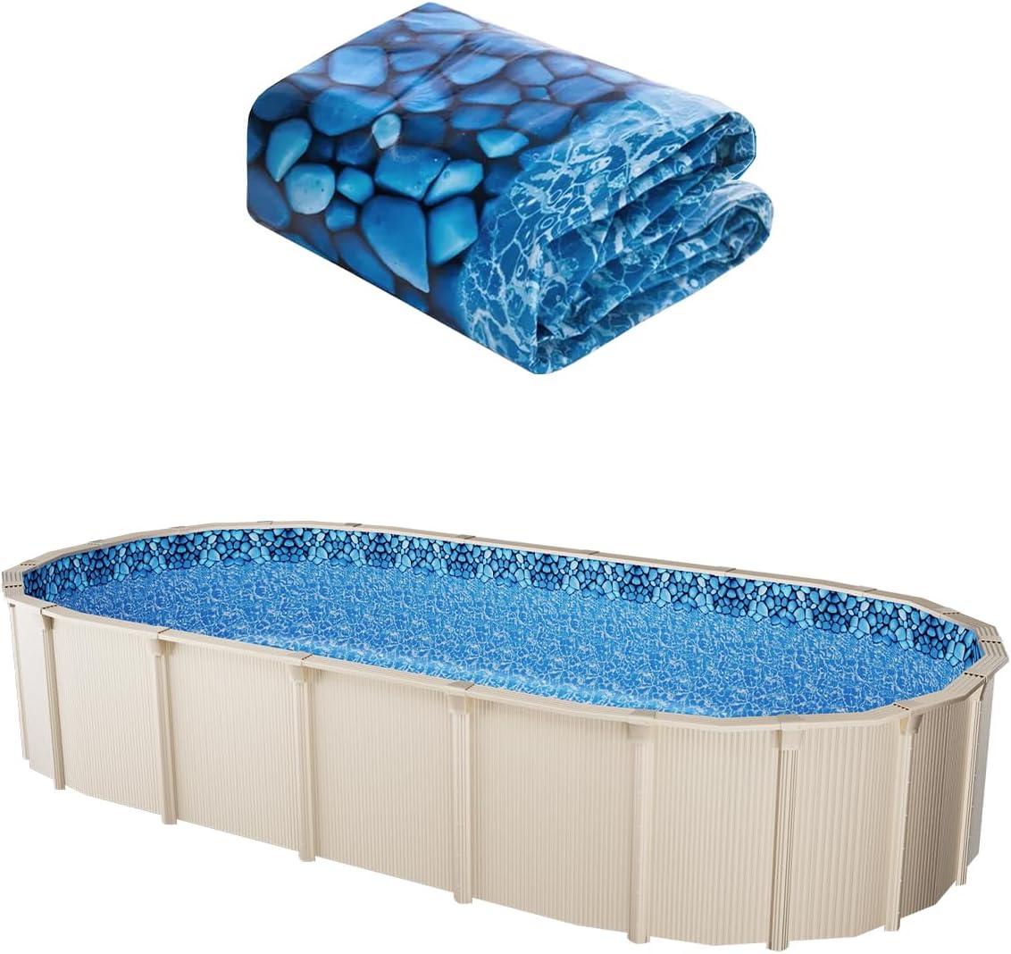 image:imageVEVOR 24ft Round Above Ground Pool Liner Unibead Pool Liners Standard Gauge 52inch Wall Height Designed for Steel Sided AboveGround Swimming PoolsOval