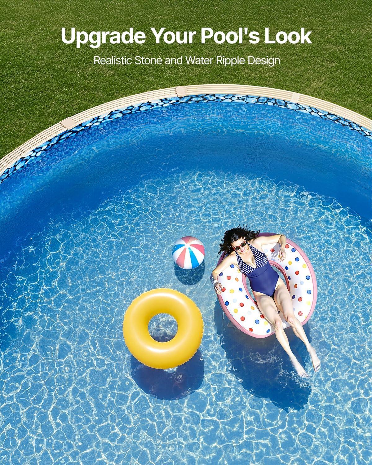 image:imageVEVOR 24ft Round Above Ground Pool Liner Unibead Pool Liners Standard Gauge 52inch Wall Height Designed for Steel Sided AboveGround Swimming PoolsRound