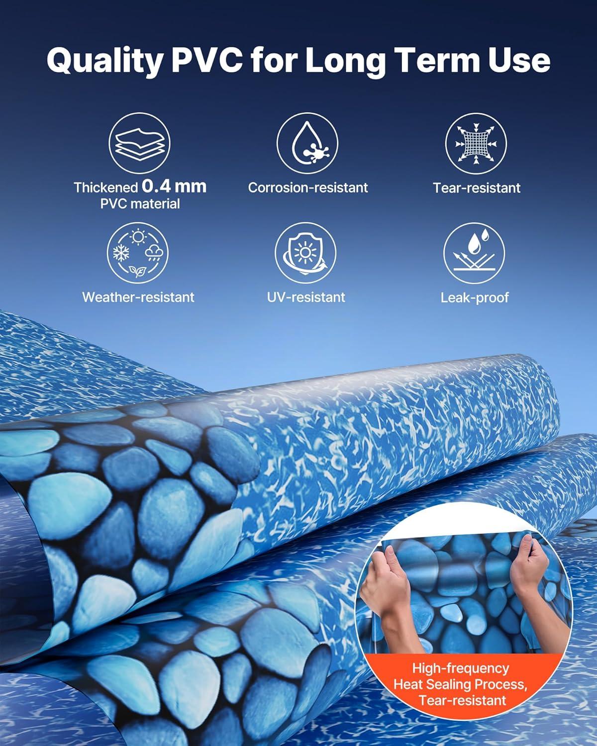 image:imageVEVOR 24ft Round Above Ground Pool Liner Unibead Pool Liners Standard Gauge 52inch Wall Height Designed for Steel Sided AboveGround Swimming PoolsRound