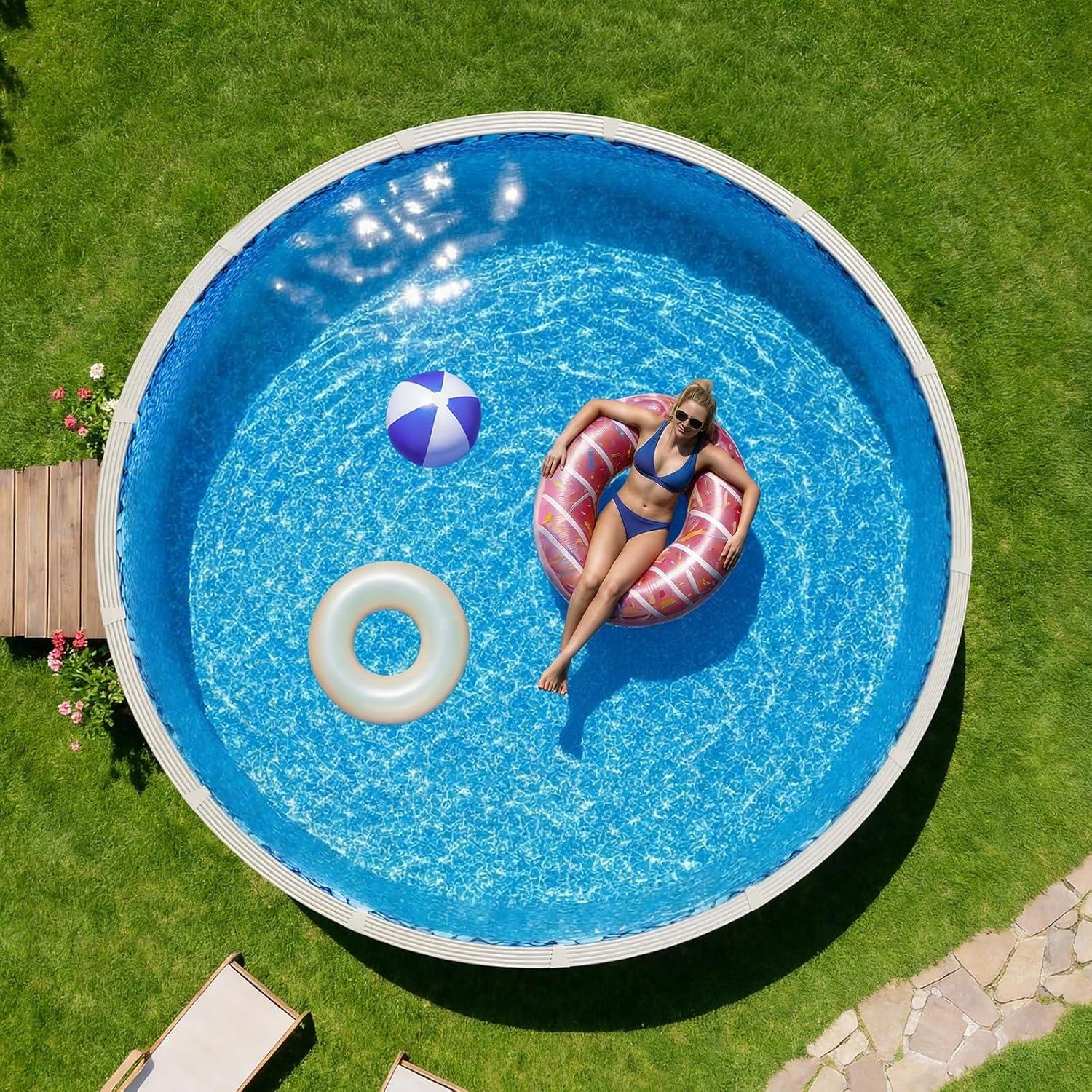 image:imageVEVOR 24ft Round Above Ground Pool Liner Unibead Pool Liners Standard Gauge 52inch Wall Height Designed for Steel Sided AboveGround Swimming PoolsRound