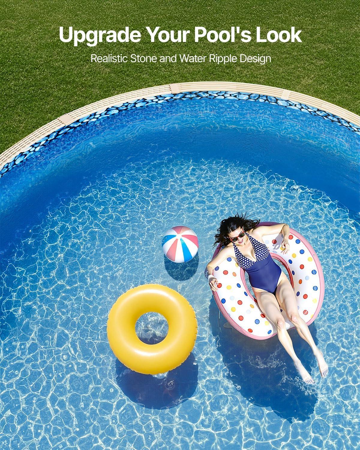 image:imageVEVOR 24ft Round Above Ground Pool Liner Unibead Pool Liners Standard Gauge 52inch Wall Height Designed for Steel Sided AboveGround Swimming PoolsRound