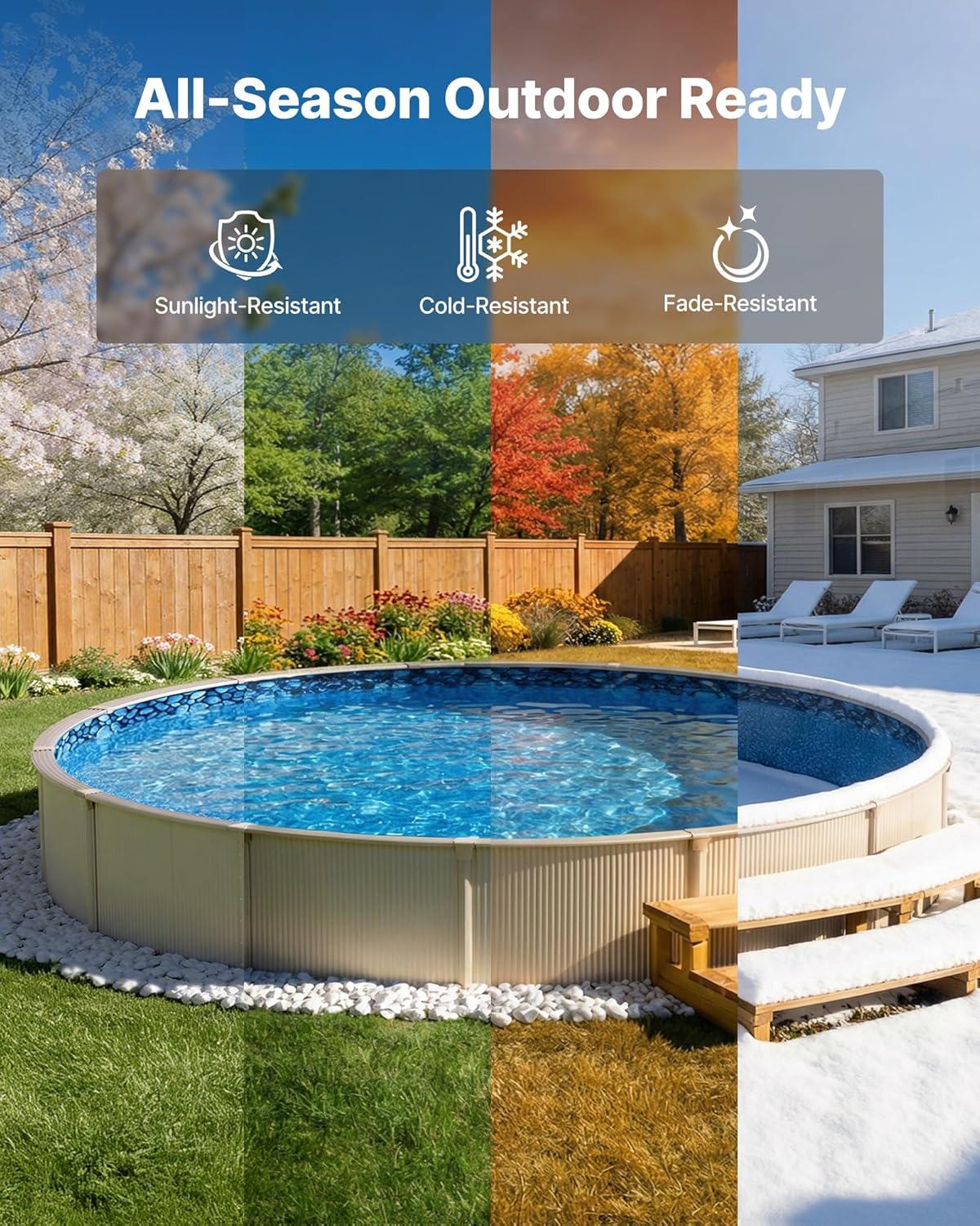 image:imageVEVOR 24ft Round Above Ground Pool Liner Unibead Pool Liners Standard Gauge 52inch Wall Height Designed for Steel Sided AboveGround Swimming PoolsRound