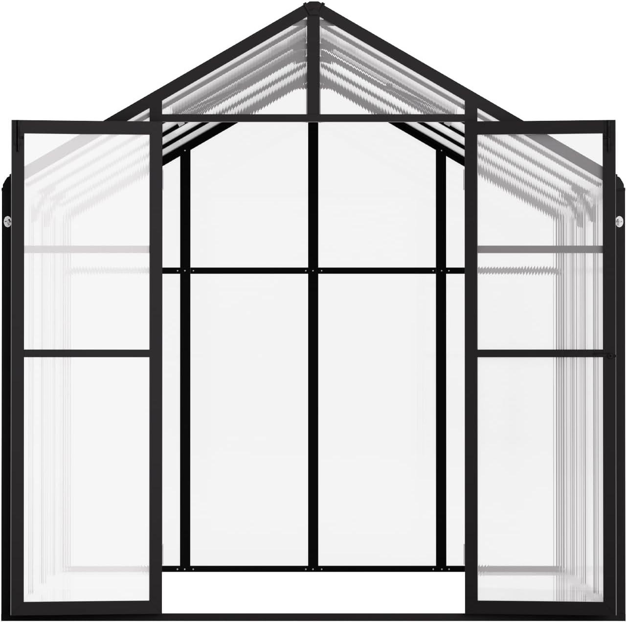 image:imageVEVOR 6 x 4 FT Polycarbonate Greenhouse Heavy Duty Outdoor Green House with Adjustable Vent amp PushPull Lockable Door Quick Setup Aluminum Frame Walkin Greenhouse Sunroom for Outside Garden Lawn810 Ft