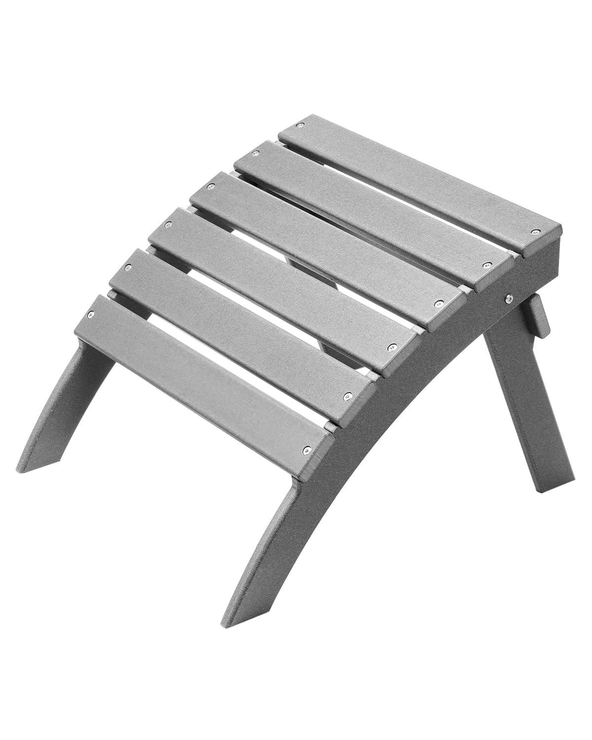 image:imageVEVOR Adirondack Ottoman 187L x 189W x 138H Inch HDPE Plastic Folding Adirondack Ottoman WeatherResistant Foot Rest for Adirondack Chair Widely Used for Outside Porch Pool Lawn Backyard BlueGray
