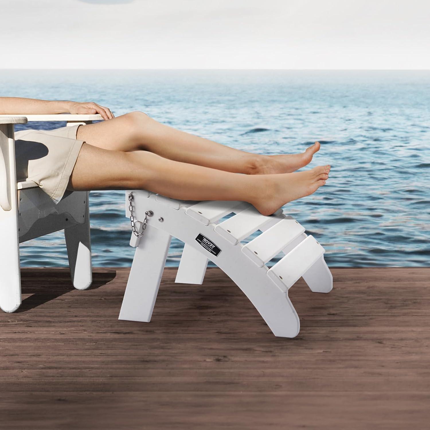 image:imageVEVOR Adirondack Ottoman 187L x 189W x 138H Inch HDPE Plastic Folding Adirondack Ottoman WeatherResistant Foot Rest for Adirondack Chair Widely Used for Outside Porch Pool Lawn Backyard BlueWhite