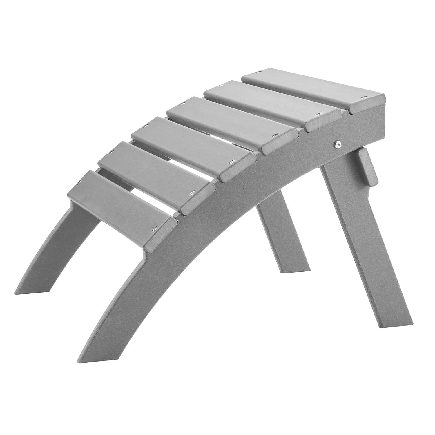 image:imageVEVOR Adirondack Ottoman 187L x 189W x 138H Inch HDPE Plastic Folding Adirondack Ottoman WeatherResistant Foot Rest for Adirondack Chair Widely Used for Outside Porch Pool Lawn Backyard BlueGray