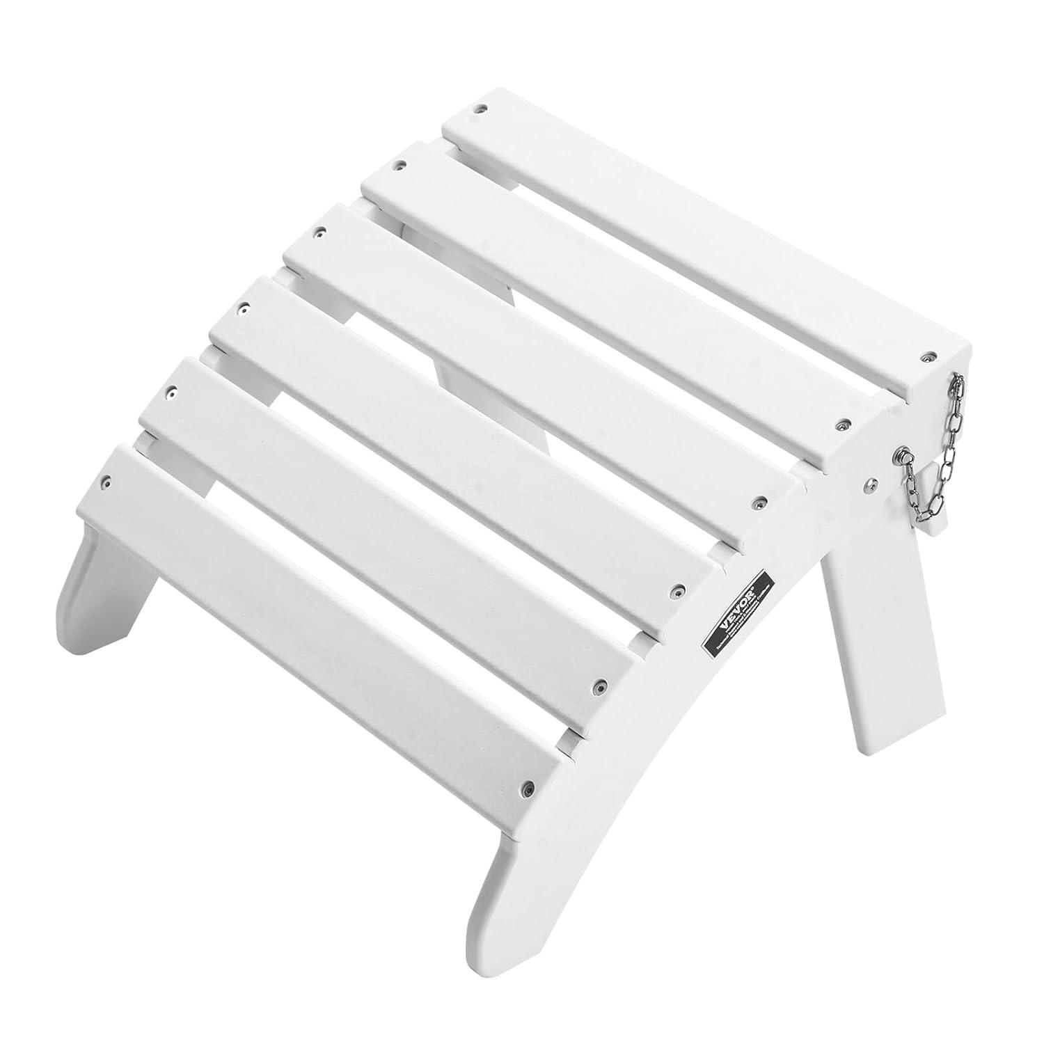image:imageVEVOR Adirondack Ottoman 187L x 189W x 138H Inch HDPE Plastic Folding Adirondack Ottoman WeatherResistant Foot Rest for Adirondack Chair Widely Used for Outside Porch Pool Lawn Backyard BlueWhite