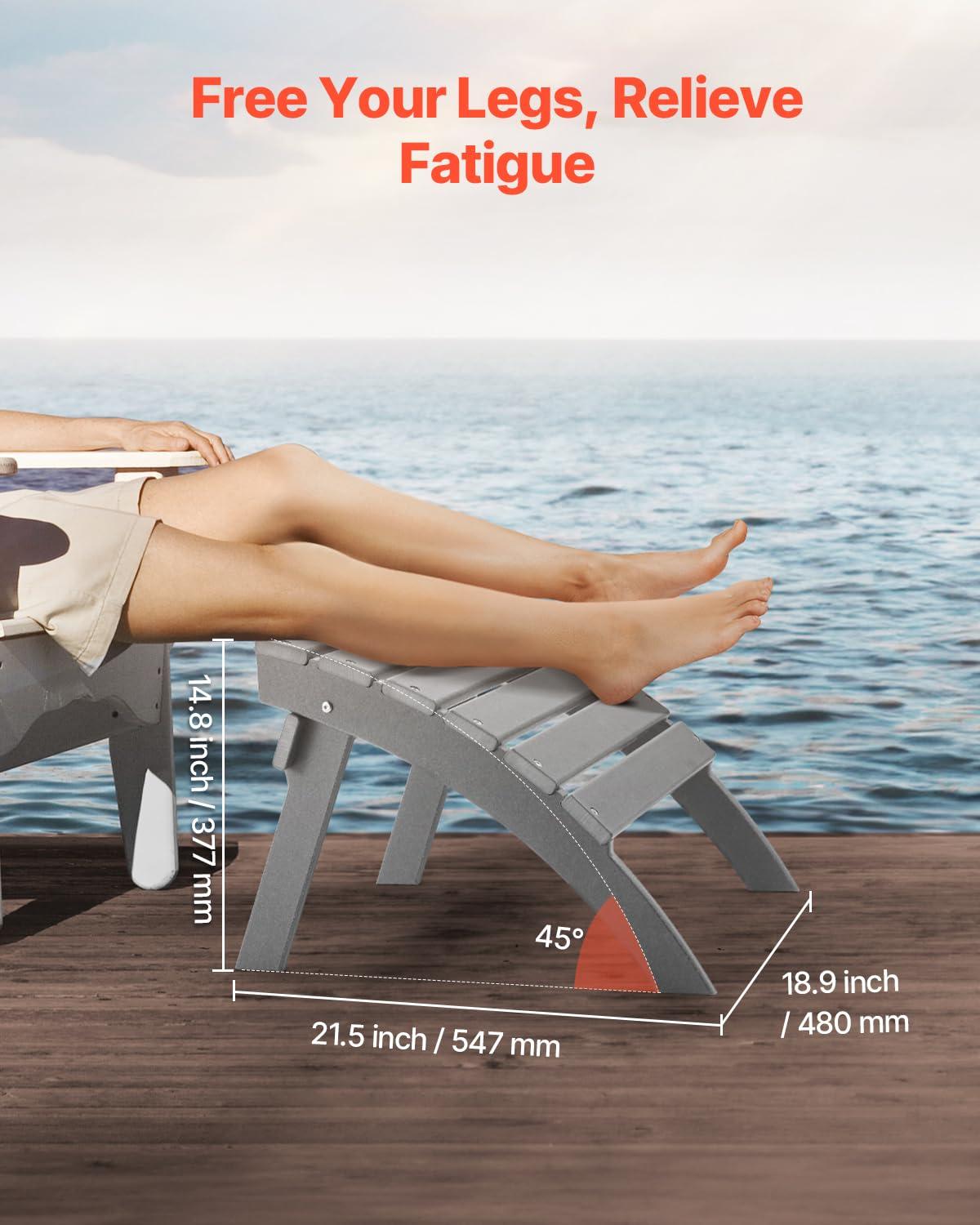 image:imageVEVOR Adirondack Ottoman 187L x 189W x 138H Inch HDPE Plastic Folding Adirondack Ottoman WeatherResistant Foot Rest for Adirondack Chair Widely Used for Outside Porch Pool Lawn Backyard BlueGray