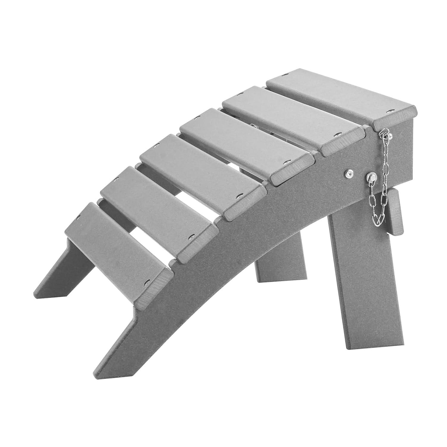 image:imageVEVOR Adirondack Ottoman 187L x 189W x 138H Inch HDPE Plastic Folding Adirondack Ottoman WeatherResistant Foot Rest for Adirondack Chair Widely Used for Outside Porch Pool Lawn Backyard BlueGray
