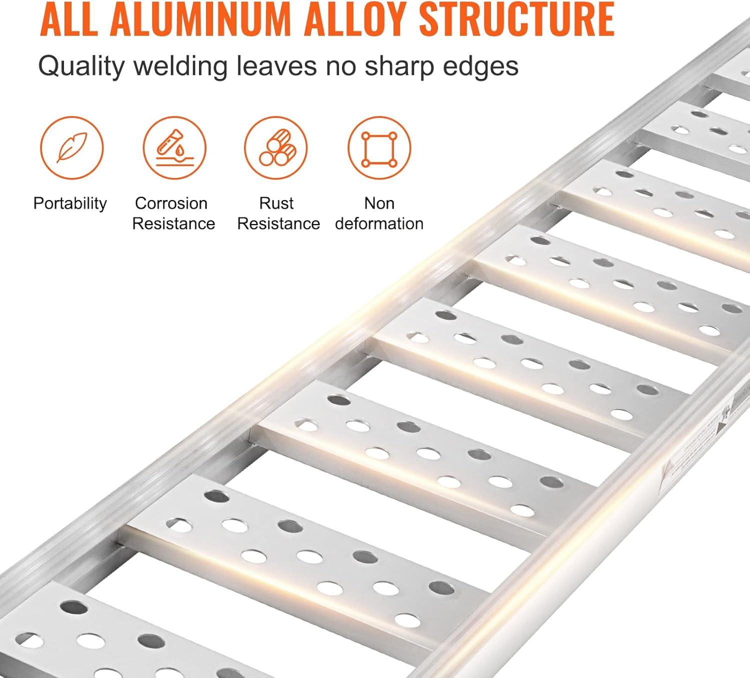 image:imageVEVOR Aluminum Ramps 1250lbs Straight Ramp with Treads and Load Straps Portable Loading Ramp for Motorcycles ATVs Trucks Lawn Mower Dirt Bike Garden Tractor 78 L x 12 W 2Pcs1250lbs