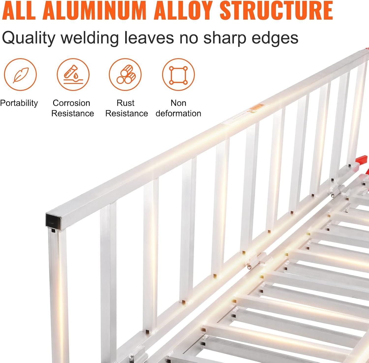 image:imageVEVOR Aluminum Ramps 1250lbs Straight Ramp with Treads and Load Straps Portable Loading Ramp for Motorcycles ATVs Trucks Lawn Mower Dirt Bike Garden Tractor 78 L x 12 W 2Pcs1500lbs
