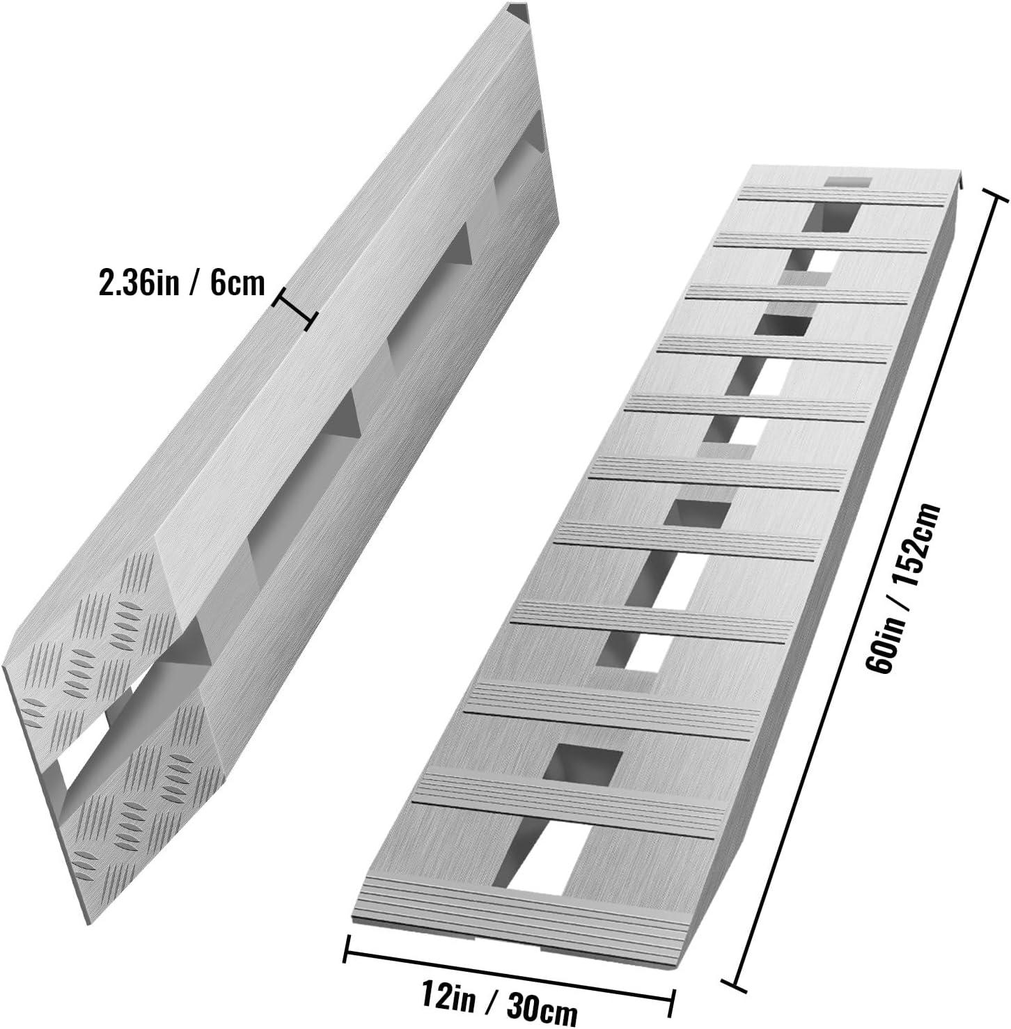 image:imageVEVOR Aluminum Ramps 1250lbs Straight Ramp with Treads and Load Straps Portable Loading Ramp for Motorcycles ATVs Trucks Lawn Mower Dirt Bike Garden Tractor 78 L x 12 W 2Pcs6000lbs