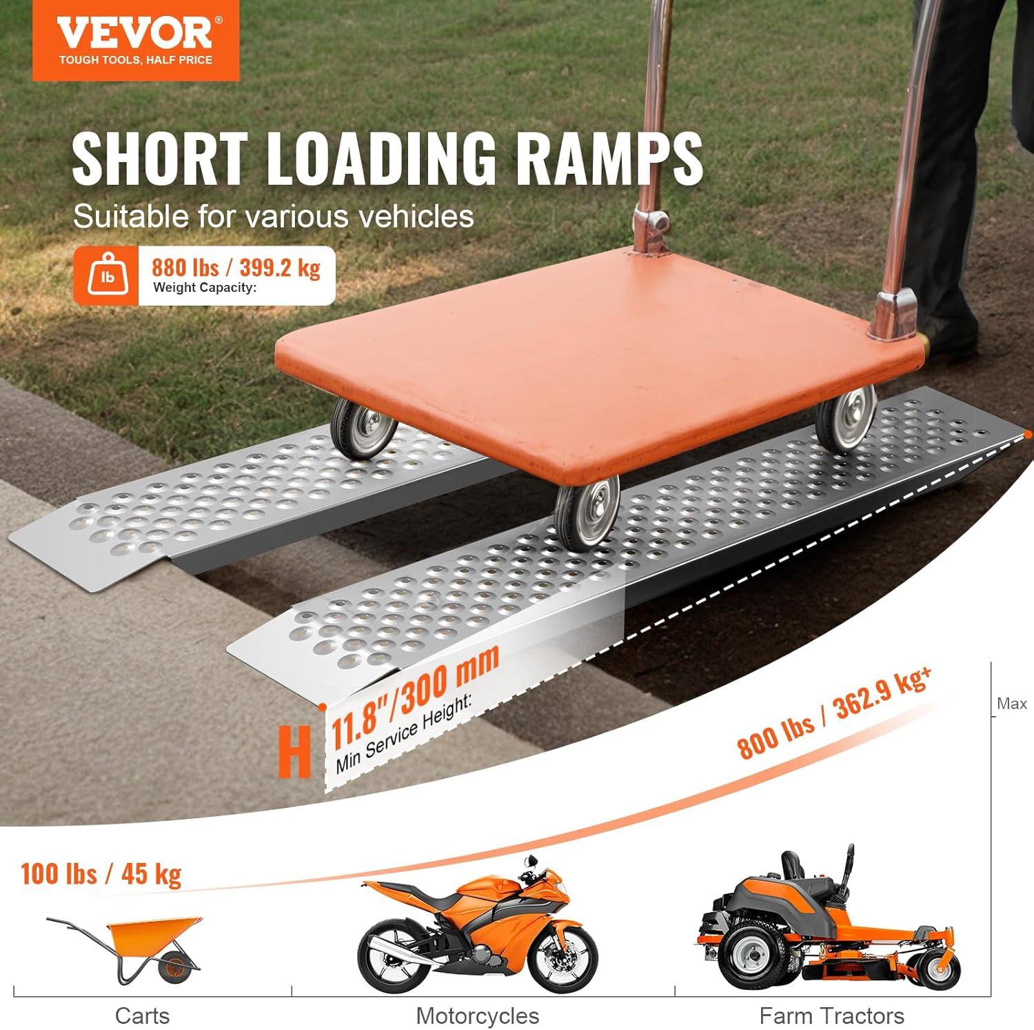 image:imageVEVOR Aluminum Ramps 880 LBS Capacity 472 x 85 Loading Ramps for Motorcycle Dirt Bike Trailer ATV UTV Garden Tractor and Lawn Mower 2PCS880lbs
