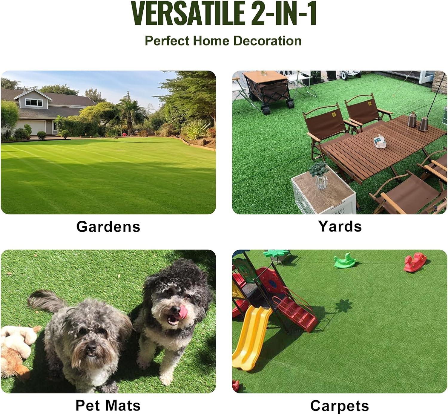 image:imageVEVOR Artifical Grass Turf 5 x 10 ft Thick Grass Rug Indoor Outdoor 138 Realistic Synthetic Grass Mat with Drainage Holes Perfect for Patio Garden Lawn Home Backyard Dog Mats5 x 10 FT