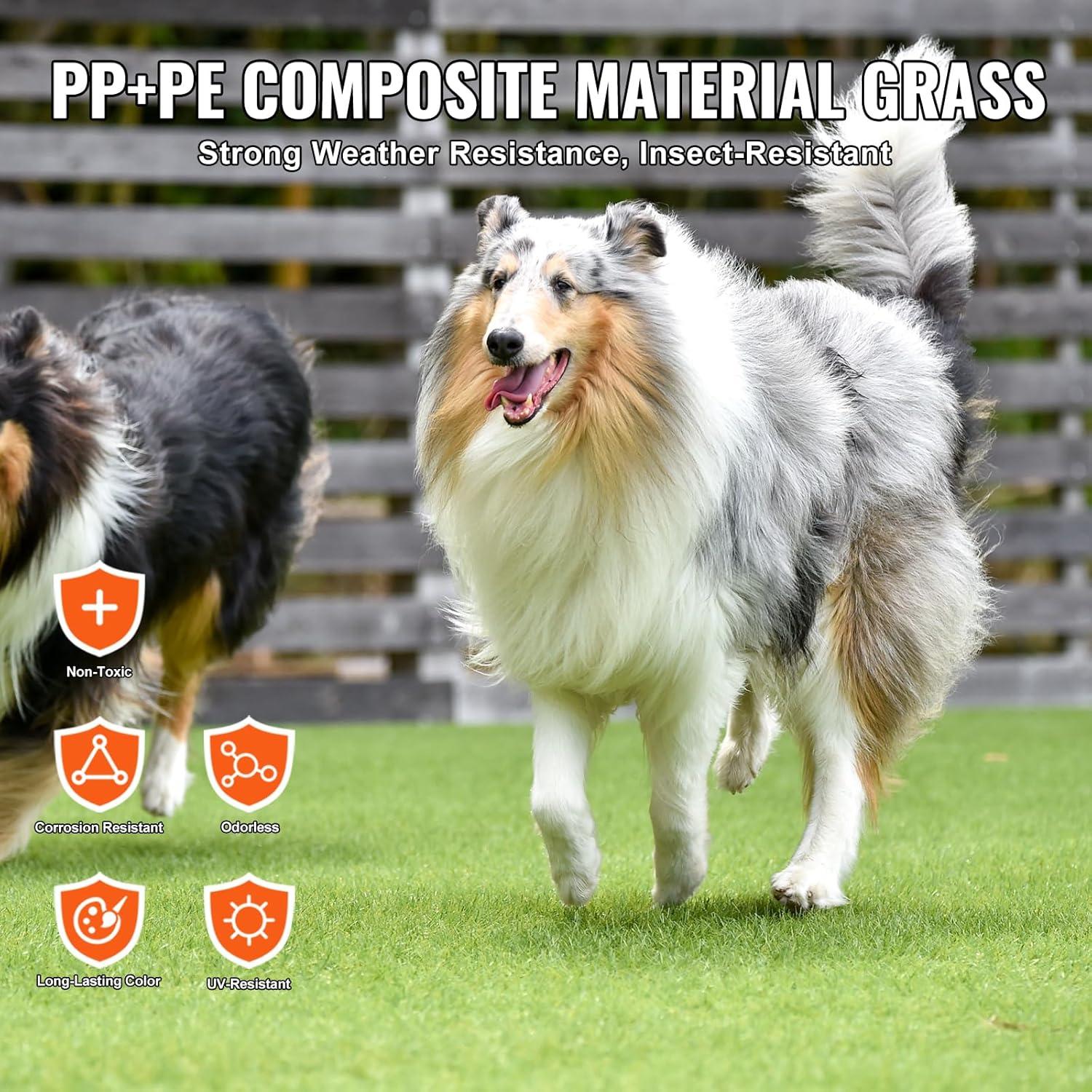 image:imageVEVOR Artifical Grass Turf 5 x 10 ft Thick Grass Rug Indoor Outdoor 138 Realistic Synthetic Grass Mat with Drainage Holes Perfect for Patio Garden Lawn Home Backyard Dog Mats18 Pack 12x12