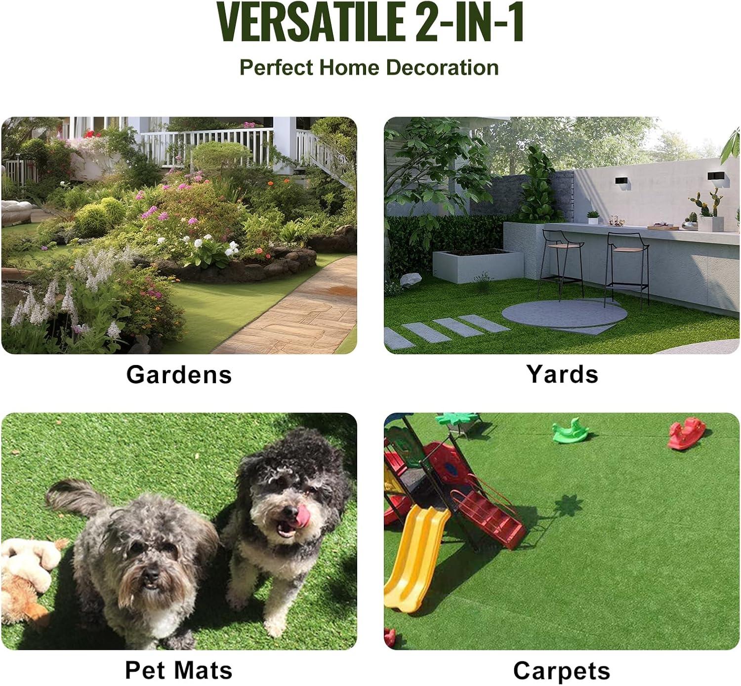 image:imageVEVOR Artifical Grass Turf 5 x 10 ft Thick Grass Rug Indoor Outdoor 138 Realistic Synthetic Grass Mat with Drainage Holes Perfect for Patio Garden Lawn Home Backyard Dog Mats18 Pack 12x12