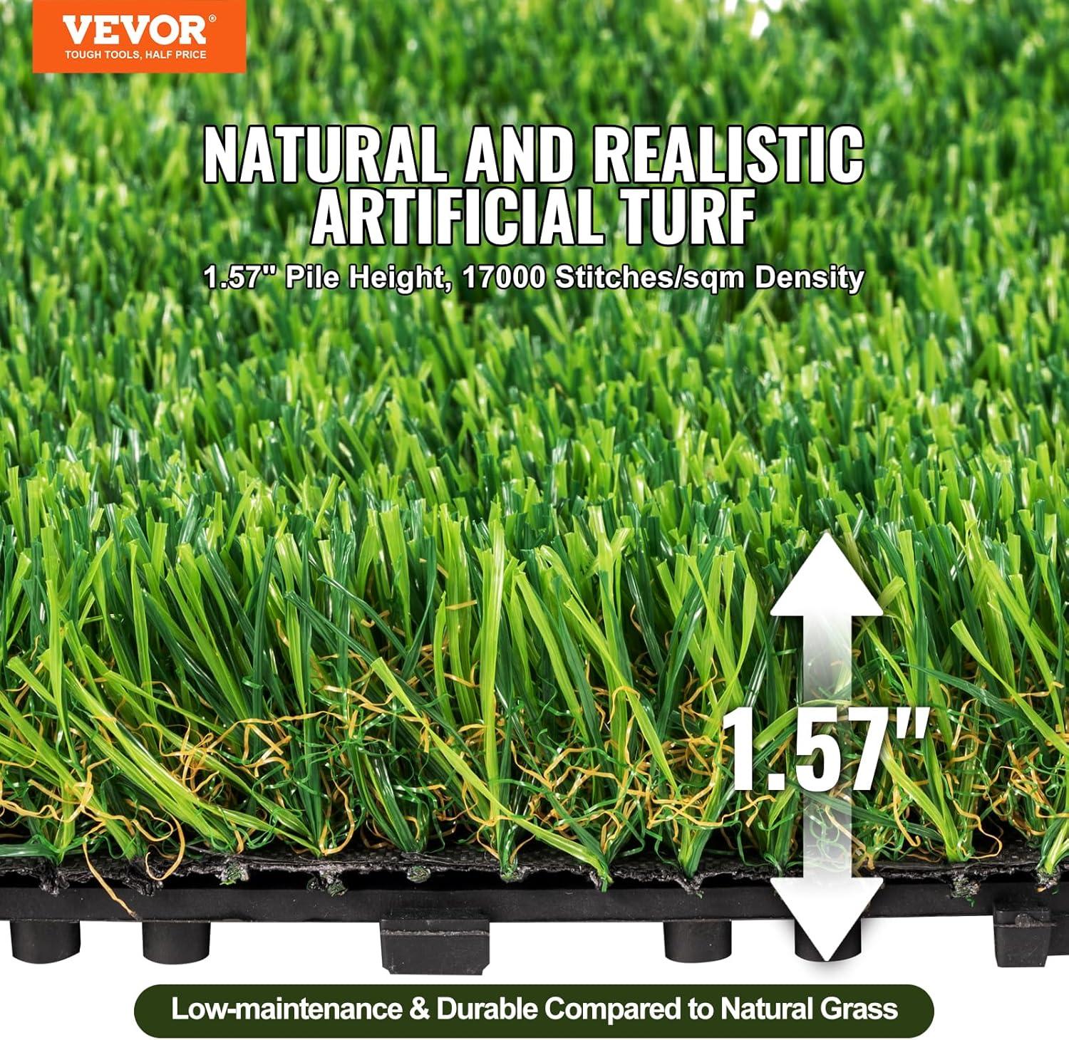 image:imageVEVOR Artifical Grass Turf 5 x 10 ft Thick Grass Rug Indoor Outdoor 138 Realistic Synthetic Grass Mat with Drainage Holes Perfect for Patio Garden Lawn Home Backyard Dog Mats18 Pack 12x12