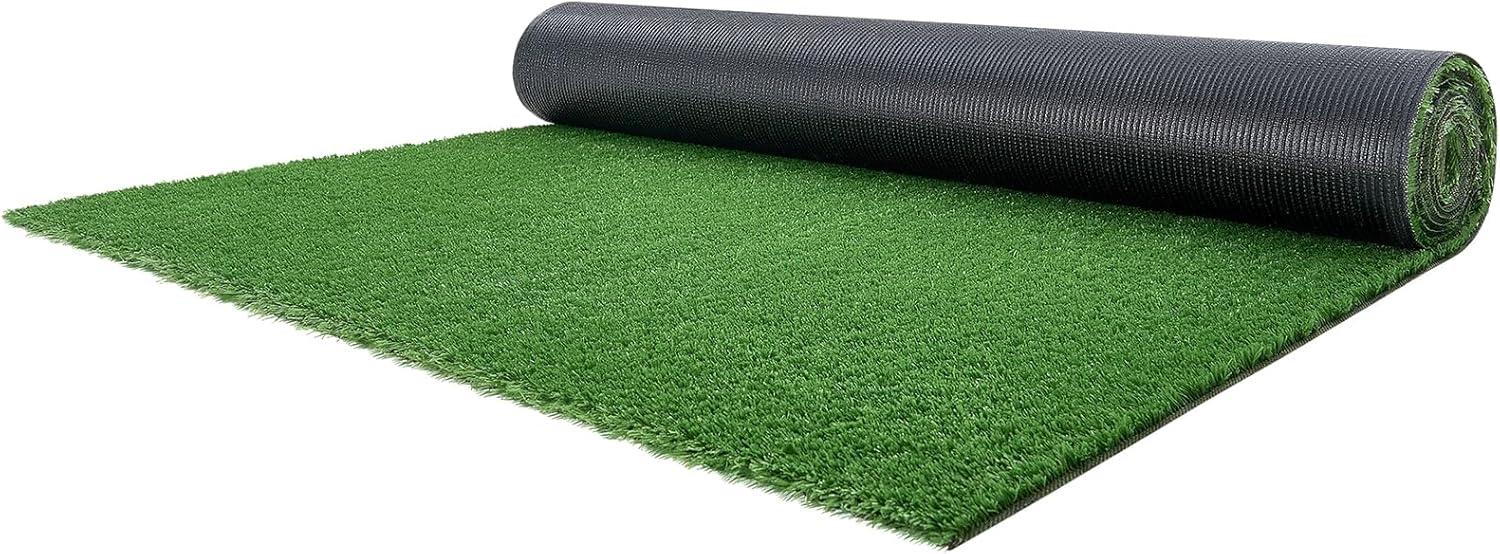 image:imageVEVOR Artificial Grass 10 x 3 ft Fake Grass Turf Rug 06 in Pile Height Realistic Synthetic Lawn Carpet Roll Mat Easy Clean Drainage Holes for Patio Garden Balcony Outdoor Indoor Decor Green