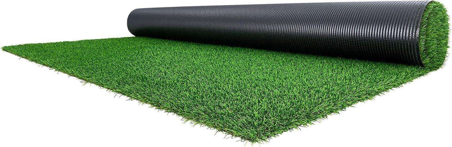 image:imageVEVOR Artificial Grass 15 x 7 ft Fake Grass Turf Rug 138 in Pile Height Realistic Synthetic Lawn Carpet Roll Mat Easy Clean Drainage Holes for Patio Garden Balcony Outdoor Indoor Decor Green