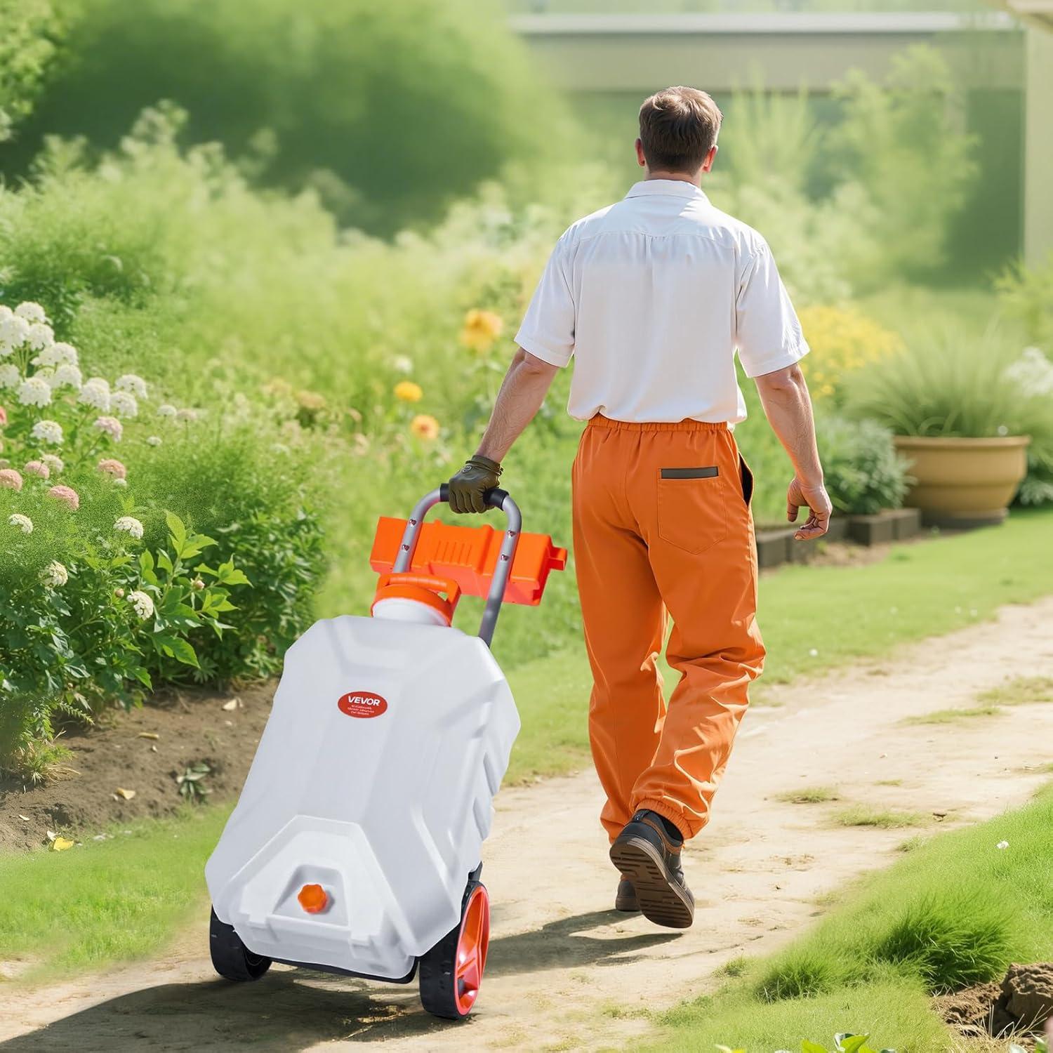 image:imageVEVOR BatteryPowered Sprayer with Wheeled Cart 10 Gallons Electric Weed Sprayer Adjustable 080 PSI Yard Lawn Sprayers with Wheels 5 Nozzles amp 98ft Hose 36H Spray Time for Weeding Cleaning