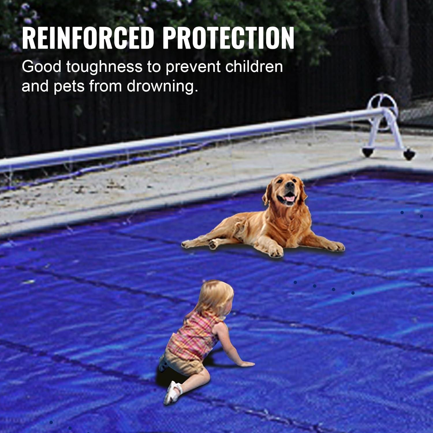 image:imageVEVOR Blue PVC Winter Bubble Pool Cover 650680 gm Rectangular Pool Solar Cover 4 m x 8 m Tight Mesh for Swimming Pools in The Home Garden Hotel Engineering