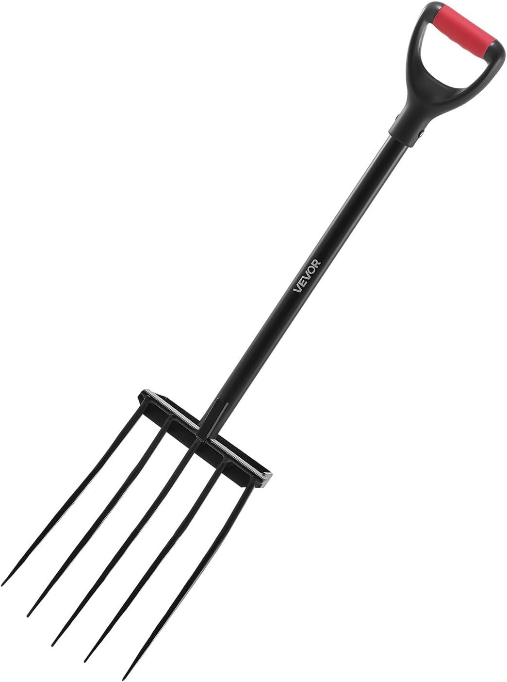 image:imageVEVOR Broad Fork 5Tine Pitchfork with Dual Fiberglass Handles Heavy Duty Garden Fork Ergonomic UShaped Design Broadfork Hand Tiller Gardening Tool for Composting Transplanting Aeration5Tine