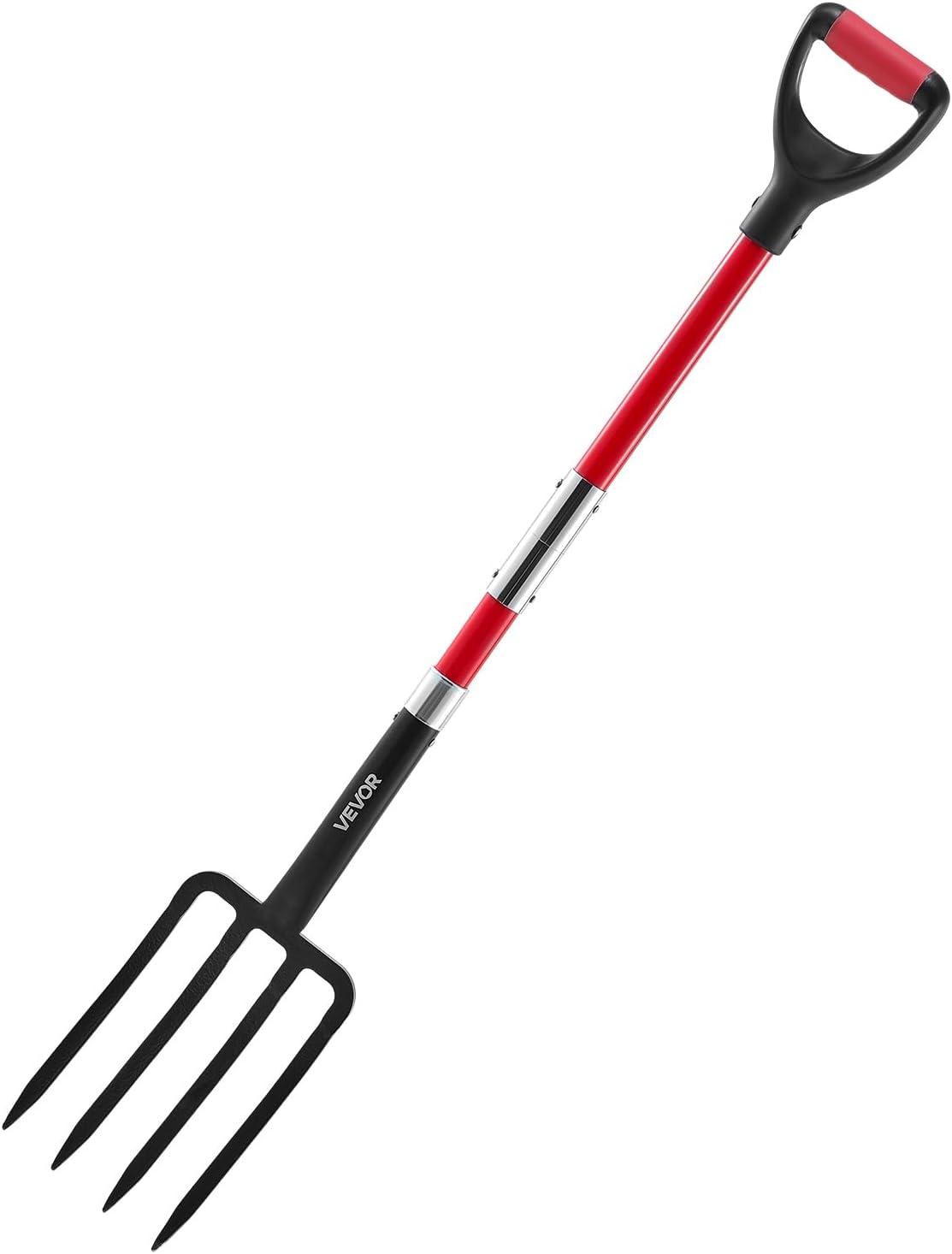 image:imageVEVOR Broad Fork 5Tine Pitchfork with Dual Fiberglass Handles Heavy Duty Garden Fork Ergonomic UShaped Design Broadfork Hand Tiller Gardening Tool for Composting Transplanting Aeration4Tine
