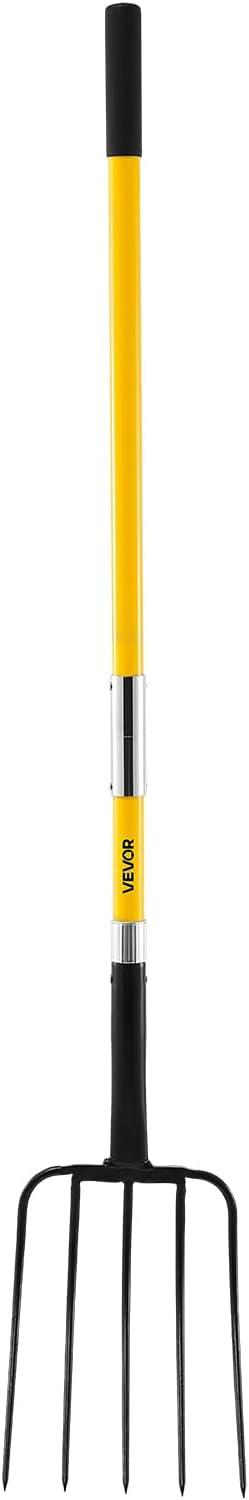 image:imageVEVOR Broad Fork 5Tine Pitchfork with Dual Fiberglass Handles Heavy Duty Garden Fork Ergonomic UShaped Design Broadfork Hand Tiller Gardening Tool for Composting Transplanting Aeration5Tine