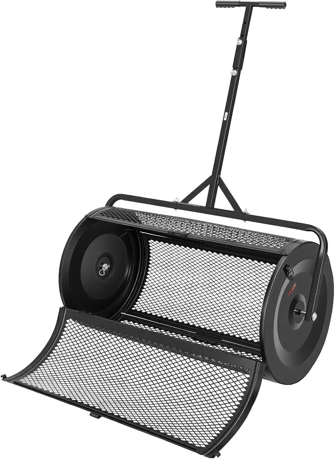 image:imageVEVOR Compost Spreader 165 Wide Peat Moss Spreader with T Shaped Handle 3 Heights Adjustable PowderCoated Steel Garden Peat Moss Roller Heavy Duty Grass Seed Roller for Planting Seeding Black36in