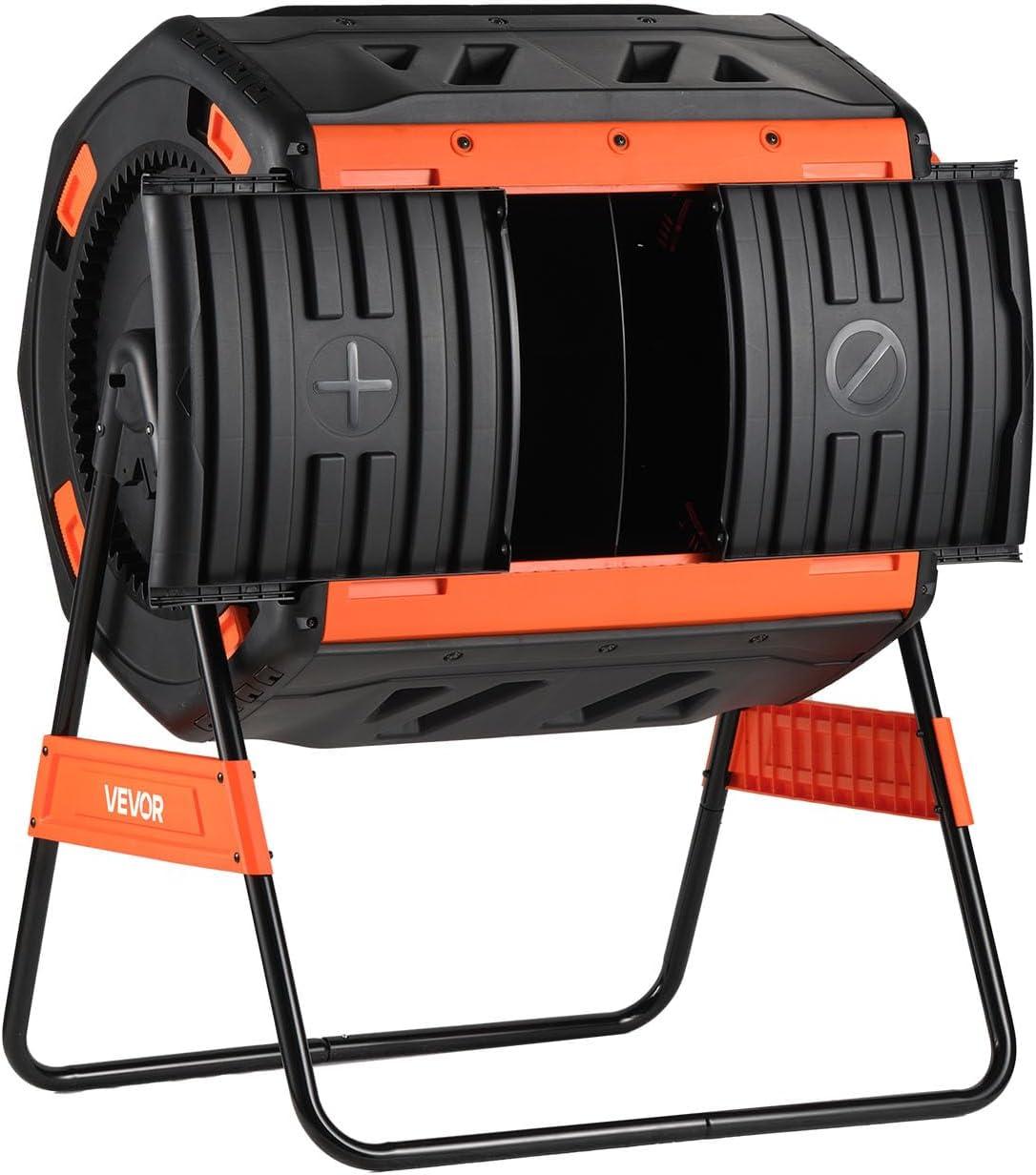 image:imageVEVOR Compost Tumbler 53 Gallon Dual Chamber Outdoor Tumbling Composter with 2 Sliding Doors and Aeration System Large EasyTurn Rotating Composting Bin for Outside Garden Kitchen and Yard Waste