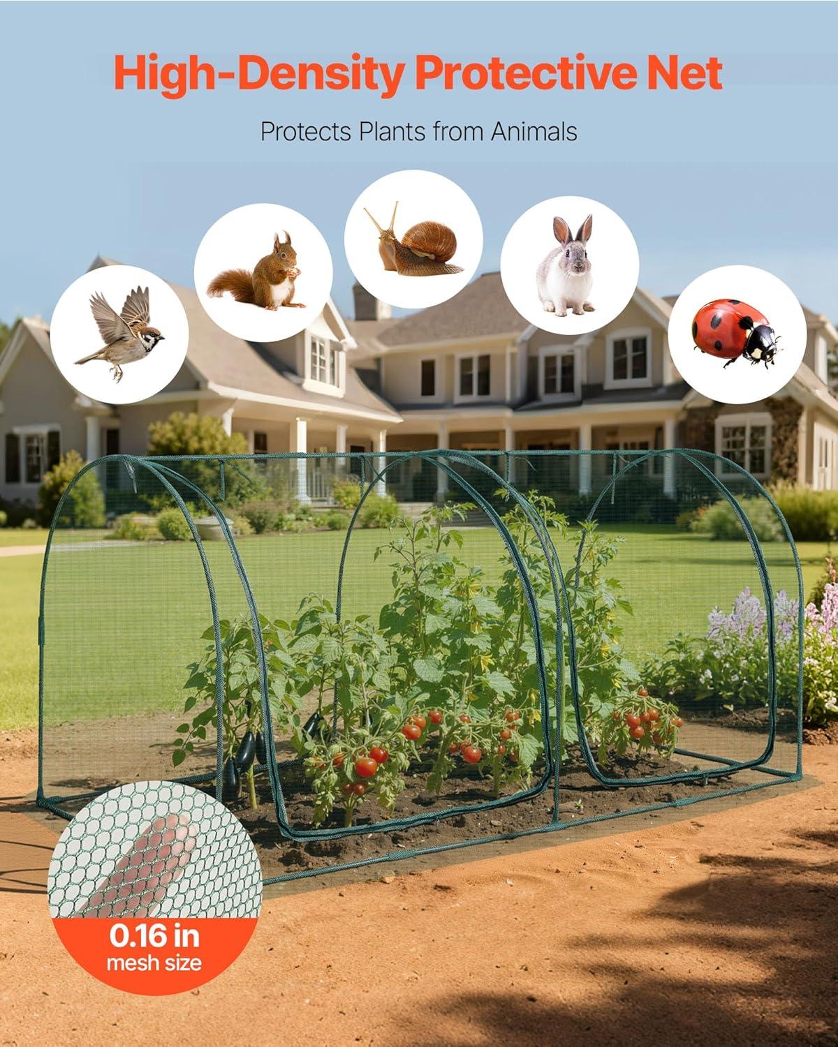 image:imageVEVOR Crop Cage 95 x 636 x 636 ft Plant Protection Tent with Zippered Door WindResistant Tall Crop Cage Easy to Install Outdoor Raised Bed Cover Tomato Plant Netting for Garden Patio Lawn81 x 39 x 39FtArch